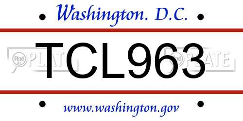TCL963 District Of Columbia License Plate