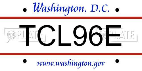 TCL96E District Of Columbia License Plate
