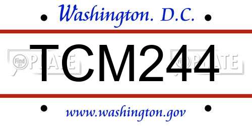 TCM244 District Of Columbia License Plate