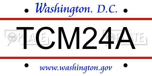 TCM24A District Of Columbia License Plate