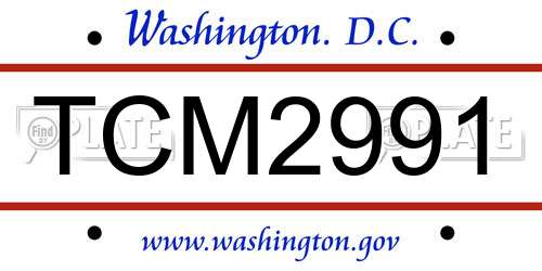 TCM2991 District Of Columbia License Plate