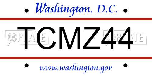 TCMZ44 District Of Columbia License Plate