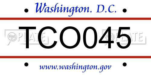 TCO045 District Of Columbia License Plate
