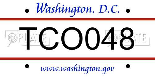 TCO048 District Of Columbia License Plate