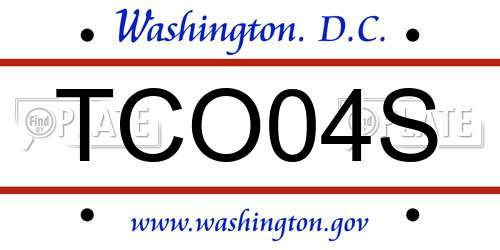 TCO04S District Of Columbia License Plate