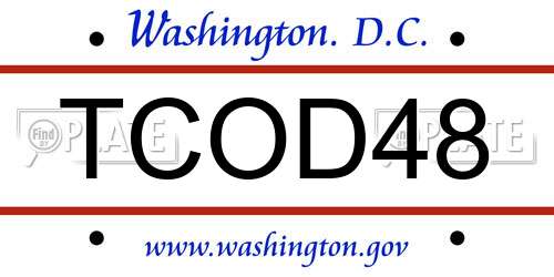 TCOD48 District Of Columbia License Plate