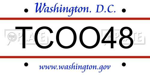 TCOO48 District Of Columbia License Plate