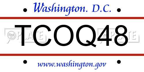TCOQ48 District Of Columbia License Plate