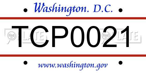 TCP0021 District Of Columbia License Plate