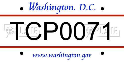 TCP0071 District Of Columbia License Plate