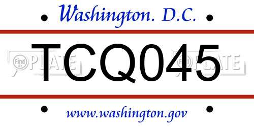 TCQ045 District Of Columbia License Plate