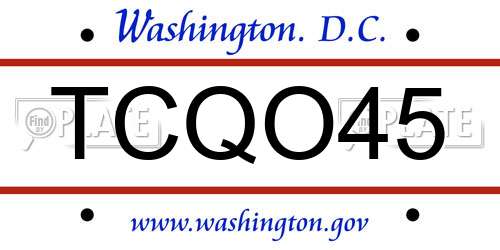 TCQO45 District Of Columbia License Plate