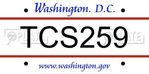 TCS259 District Of Columbia License Plate