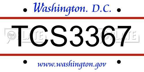TCS3367 District Of Columbia License Plate