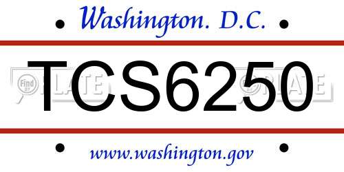 TCS6250 District Of Columbia License Plate