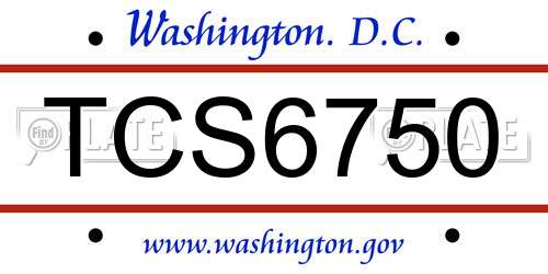 TCS6750 District Of Columbia License Plate