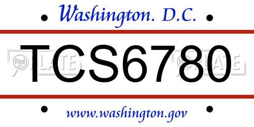 TCS6780 District Of Columbia License Plate