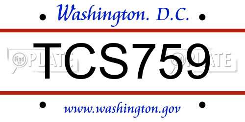 TCS759 District Of Columbia License Plate