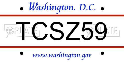 TCSZ59 District Of Columbia License Plate