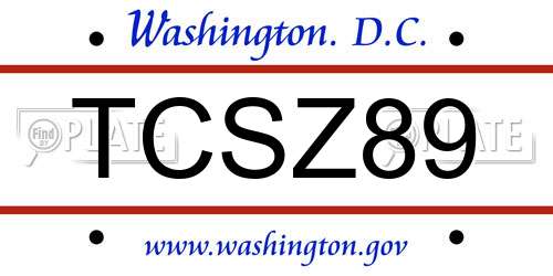 TCSZ89 District Of Columbia License Plate