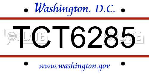 TCT6285 District Of Columbia License Plate