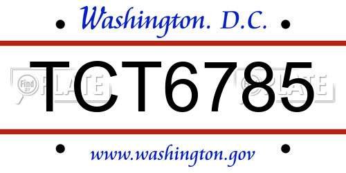 TCT6785 District Of Columbia License Plate