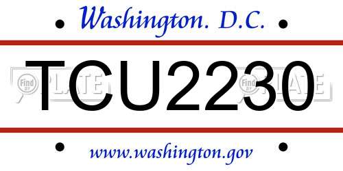 TCU2230 District Of Columbia License Plate