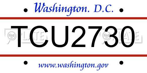 TCU2730 District Of Columbia License Plate