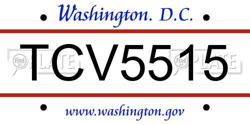 TCV5515 District Of Columbia License Plate