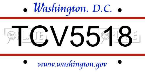 TCV5518 District Of Columbia License Plate