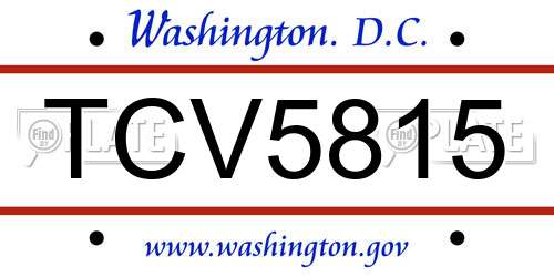 TCV5815 District Of Columbia License Plate
