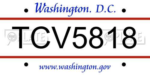 TCV5818 District Of Columbia License Plate