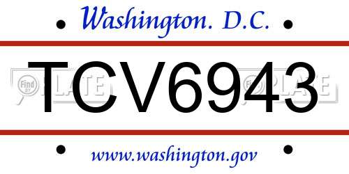 TCV6943 District Of Columbia License Plate