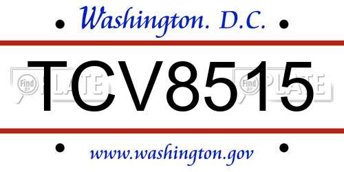TCV8515 District Of Columbia License Plate