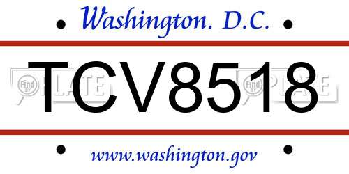 TCV8518 District Of Columbia License Plate