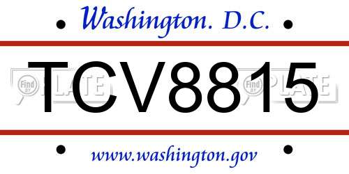 TCV8815 District Of Columbia License Plate