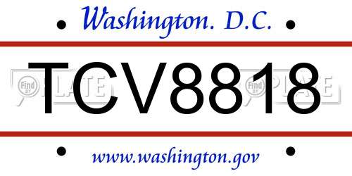 TCV8818 District Of Columbia License Plate