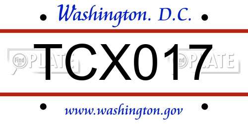 TCX017 District Of Columbia License Plate