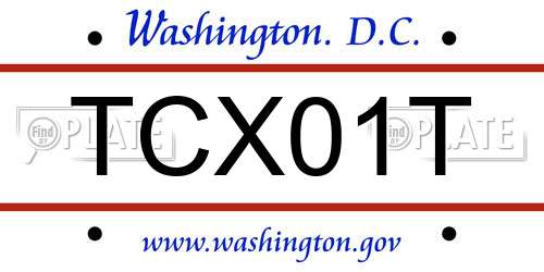 TCX01T District Of Columbia License Plate