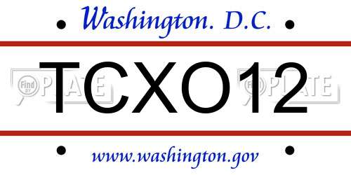 TCXO12 District Of Columbia License Plate