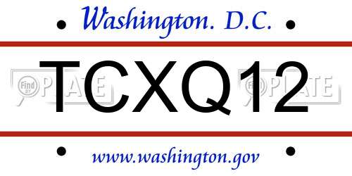 TCXQ12 District Of Columbia License Plate