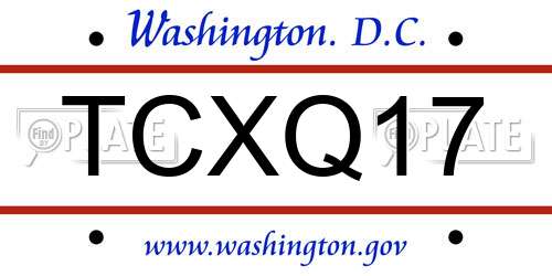 TCXQ17 District Of Columbia License Plate