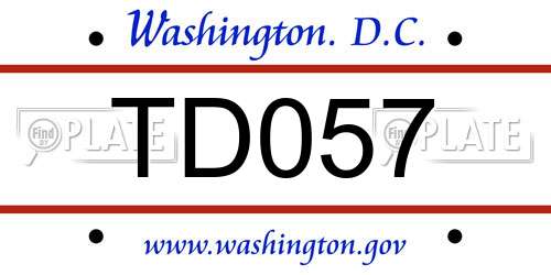 TD057 District Of Columbia License Plate