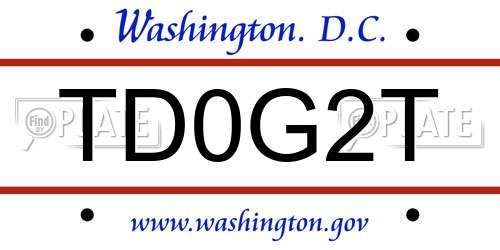 TD0G2T District Of Columbia License Plate