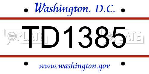 TD1385 District Of Columbia License Plate