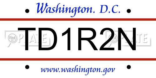 TD1R2N District Of Columbia License Plate