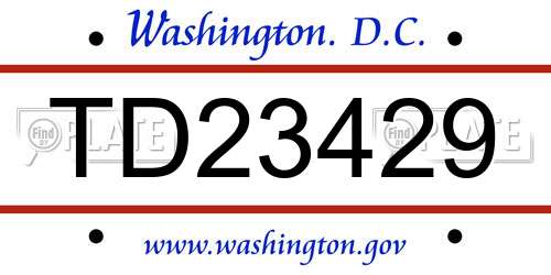 TD23429 District Of Columbia License Plate