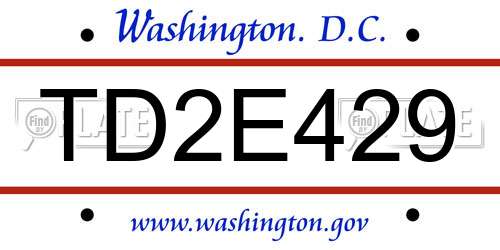 TD2E429 District Of Columbia License Plate