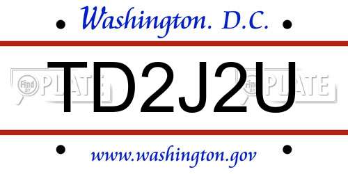 TD2J2U District Of Columbia License Plate