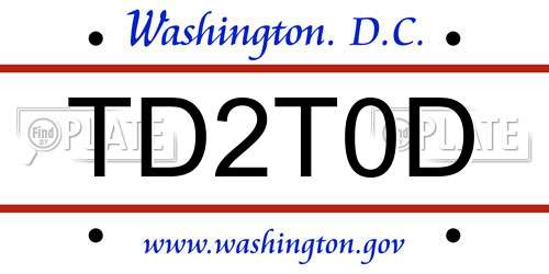 TD2T0D District Of Columbia License Plate